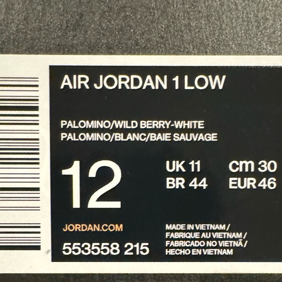 Air Jordan 1 low palomino wild berry white new - Picture 3 of 3